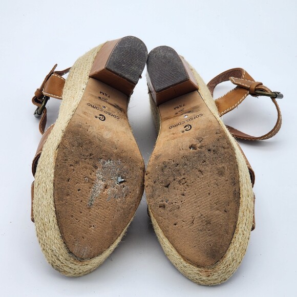 Corso Como Roxi Caramel Platform Wedge Sandals Size 7.5 - Picture 7 of 9